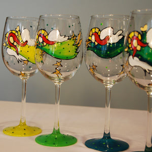 Irish Angel Hand Painted Wine Glass