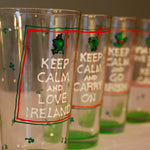 Load image into Gallery viewer, Keep Calm Irish inspired Hand Painted Glassware
