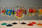 Load image into Gallery viewer, Bridal Party (Floral Bouquet) Hand-painted, Custom Wine Glasses
