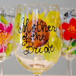 Load image into Gallery viewer, Bridal Party (Floral Bouquet) Hand-painted, Custom Wine Glasses
