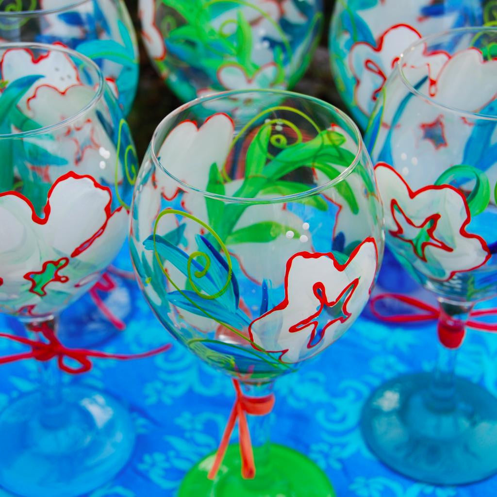 Leilani Hand Painted Wine Glasses