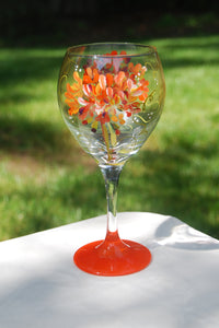 Geranium Hand-painted Wine Glasses & Glassware