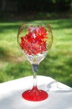 Load image into Gallery viewer, Geranium Hand-painted Wine Glasses &amp; Glassware
