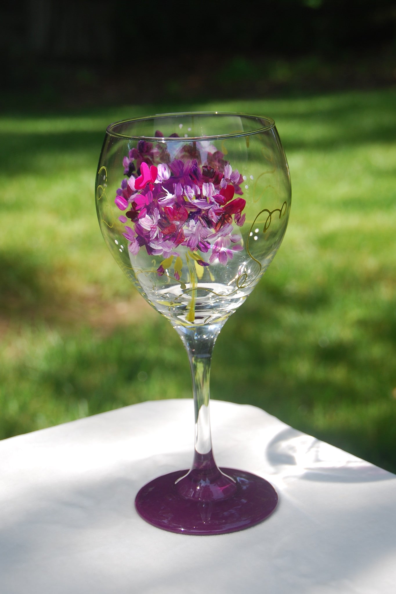 Geranium Hand-painted Wine Glasses & Glassware