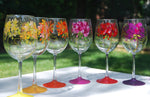 Load image into Gallery viewer, Geranium Hand-painted Wine Glasses &amp; Glassware
