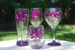 Load image into Gallery viewer, Geranium Hand-painted Wine Glasses &amp; Glassware
