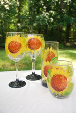 Load image into Gallery viewer, Sunflower Hand Painted Wine Glasses
