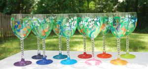 Meadow Hand Painted Wine Glasses