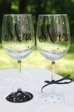 Load image into Gallery viewer, Mr. &amp; Mrs. Hand Painted Wine Glasses
