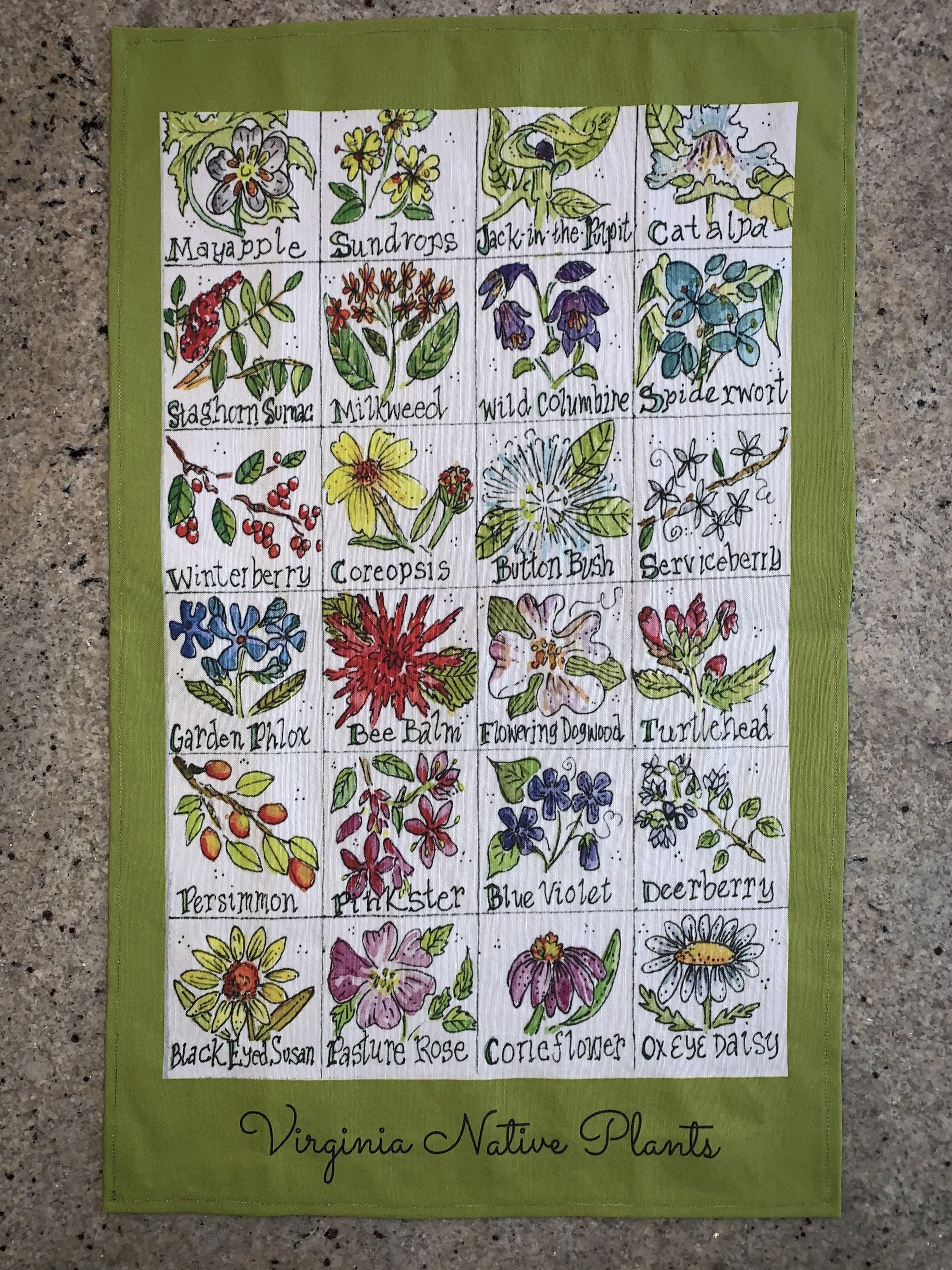 Virginia Native Plants Tea Towel